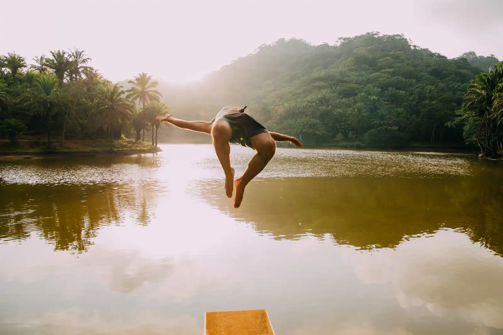 Guest swimming in the spring-fed lake